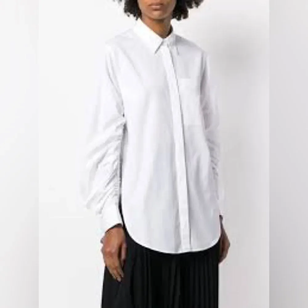 3.1 Phillip Lim Ruched Long Sleeve Denim Chambray Button Down Shirt Size 8